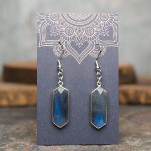 Labradorite Hexagon Dangle Earrings